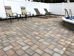 semi inground paver pool pool patio cambridge toffee onyx lite